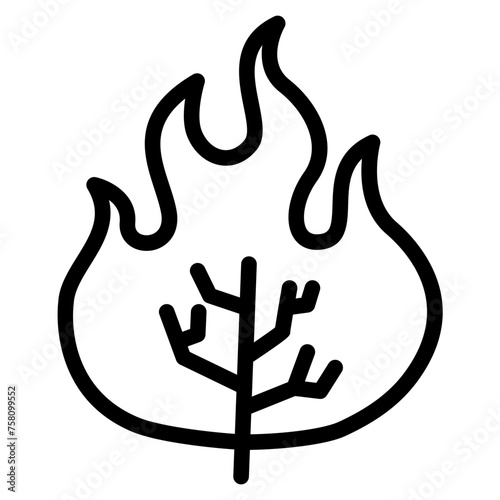 Wildfire disaster icon. forest tree bushfire vector symbol