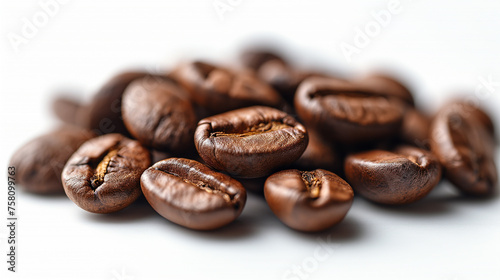 roasted coffee beans on white,