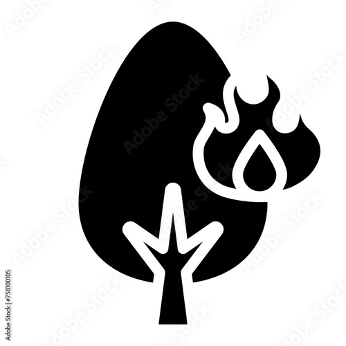 Wildfire disaster icon. forest tree bushfire vector symbol
