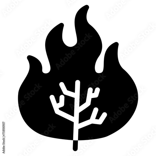 Wildfire disaster icon. forest tree bushfire vector symbol