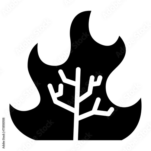 Wildfire disaster icon. forest tree bushfire vector symbol