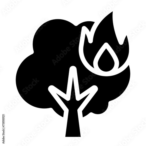 Wildfire disaster icon. forest tree bushfire vector symbol