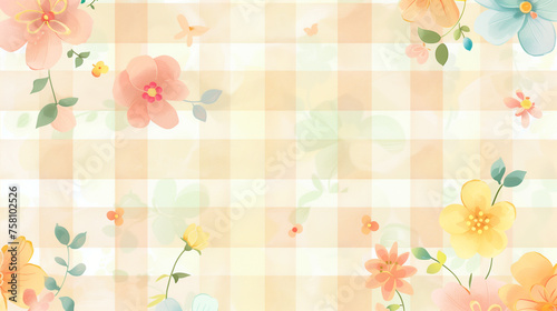 Soft Pastel Floral Pattern with Geometric Shapes