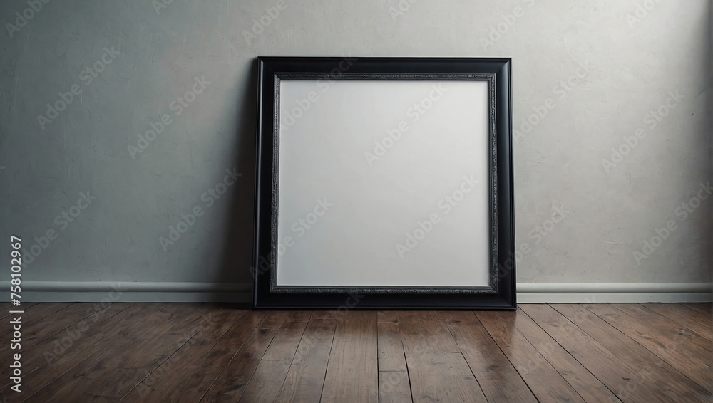 Empty White poster on floor with blank frame mockup for you design Empty White poster on floor with blank frame mockup for you design