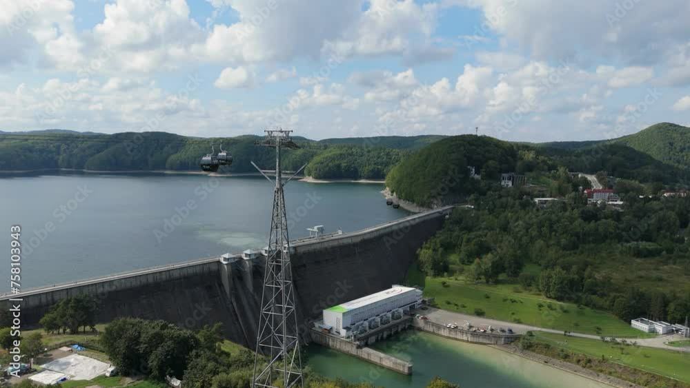 Beautiful Landscape Gondola Dam Lake Solina Mountains Bieszczady Aerial Poland Beautiful Landscape Gondola Dam Lake Solina Mountains Bieszczady Aerial Poland