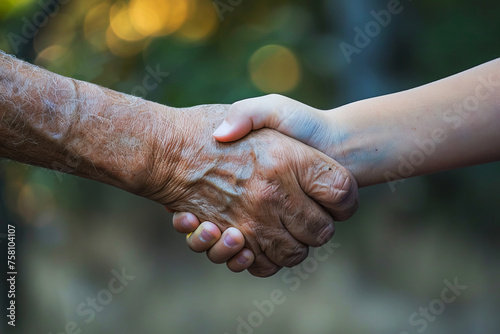 Generational Handshake, a Symbol of Respect and Gratitude on Father's Day