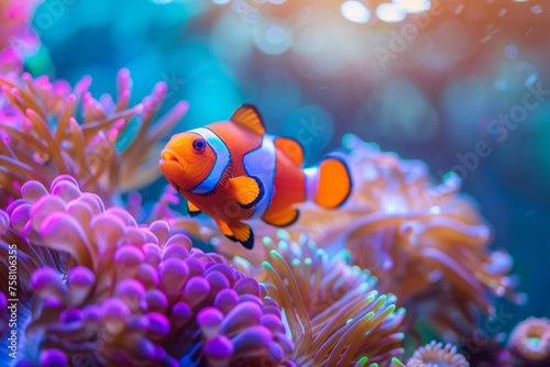  KS Colorful clown fish swimming in anemones © กิตติพัฒน์ สมนาศักดิ