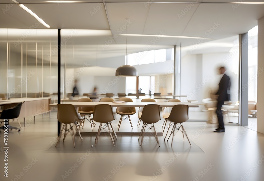 Blurred image of a modernist architect's office, generative AI Blurred image of a modernist architect's office, generative AI