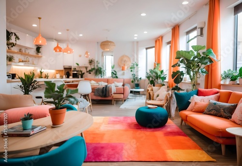 Blurred image of a vibrant co-living space  generative AI
