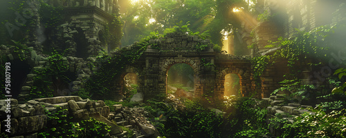 abandoned overgrown ruins