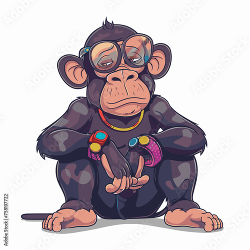 Vector cartoon bored ape character