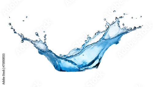 Realistic blue water splash flying in air