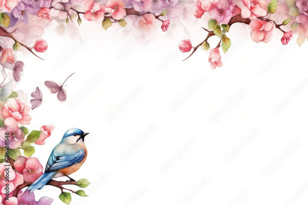 pair of love birds on a branch cute watercolor, pink flowers, watercolor isolated on transparent background, romantic illustration for your design card pair of love birds on a branch cute watercolor, pink flowers, watercolor isolated on transparent background, romantic illustration for your design card