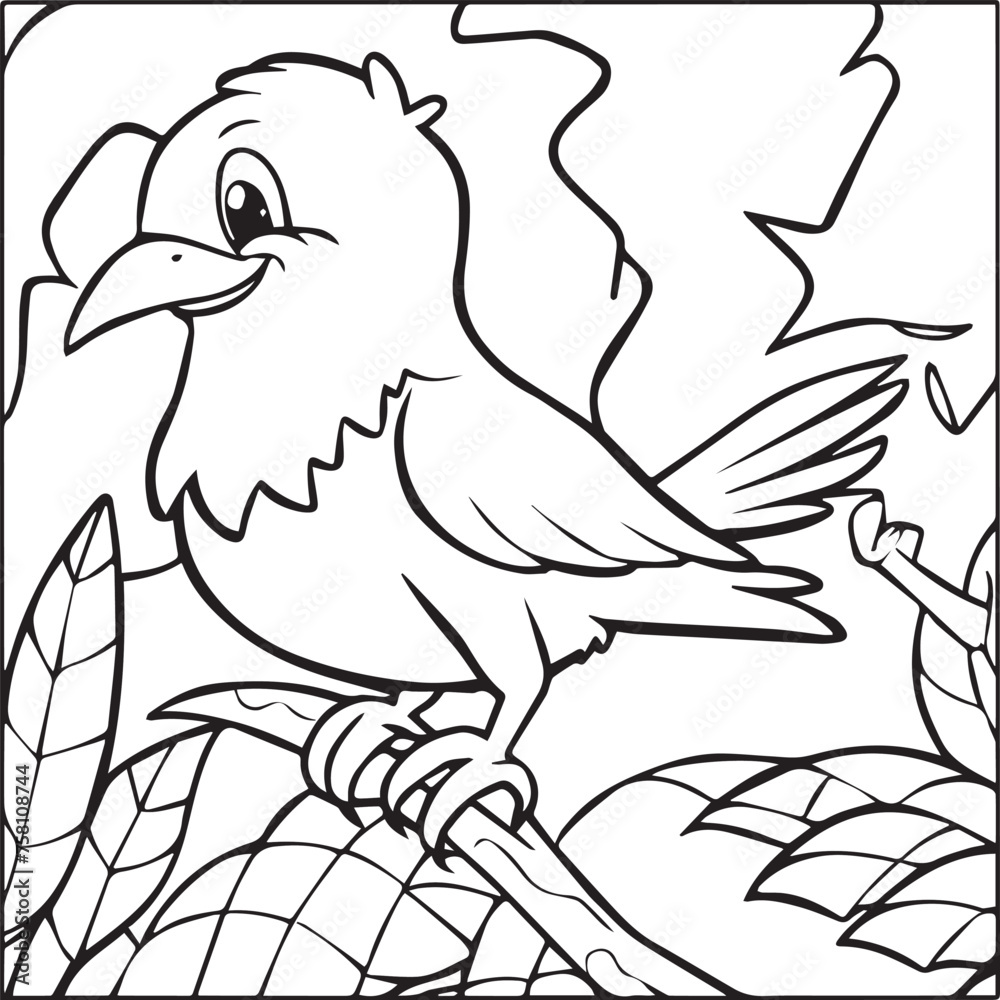 Naklejka premium Bird coloring pages. Bird outline vector for coloring book