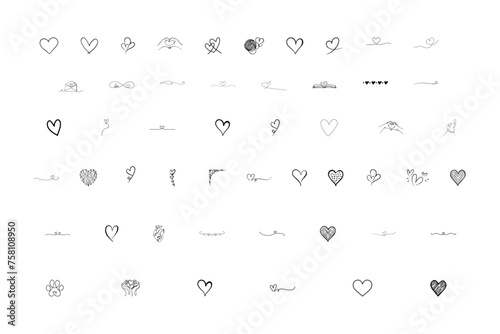 Hand Drawn Heart Set of 50 Vector Illustration photo