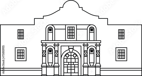 Foto Minimalistic line drawing of the Alamo.