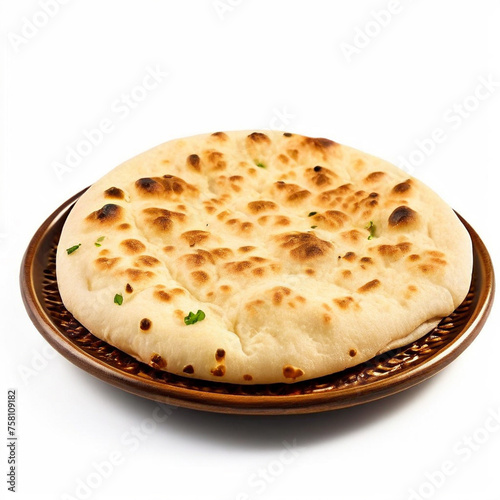 photo of arab pita bread isolated on white background
