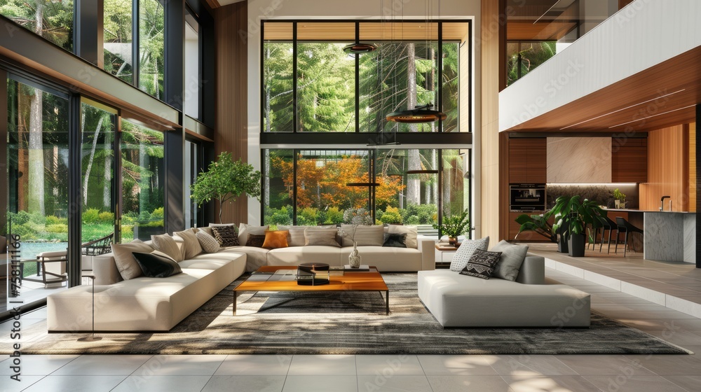 modern luxury living room interior in home. 3d rendering