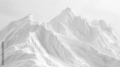 Illustration of a snowy and foggy mountain. Isolated on plain background.
