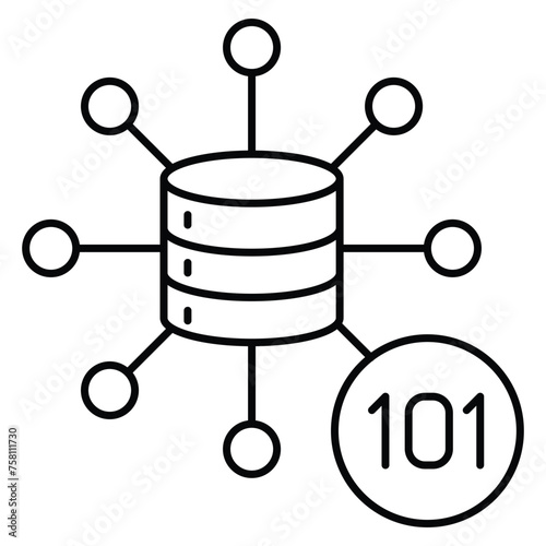 Database Learning Icon.  Database Basics. database fundamentals icon. Vector Editable Stroke.