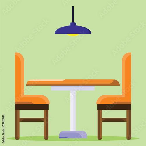 Dinning room icon. Subtable to place on furniture, interior, etc.	