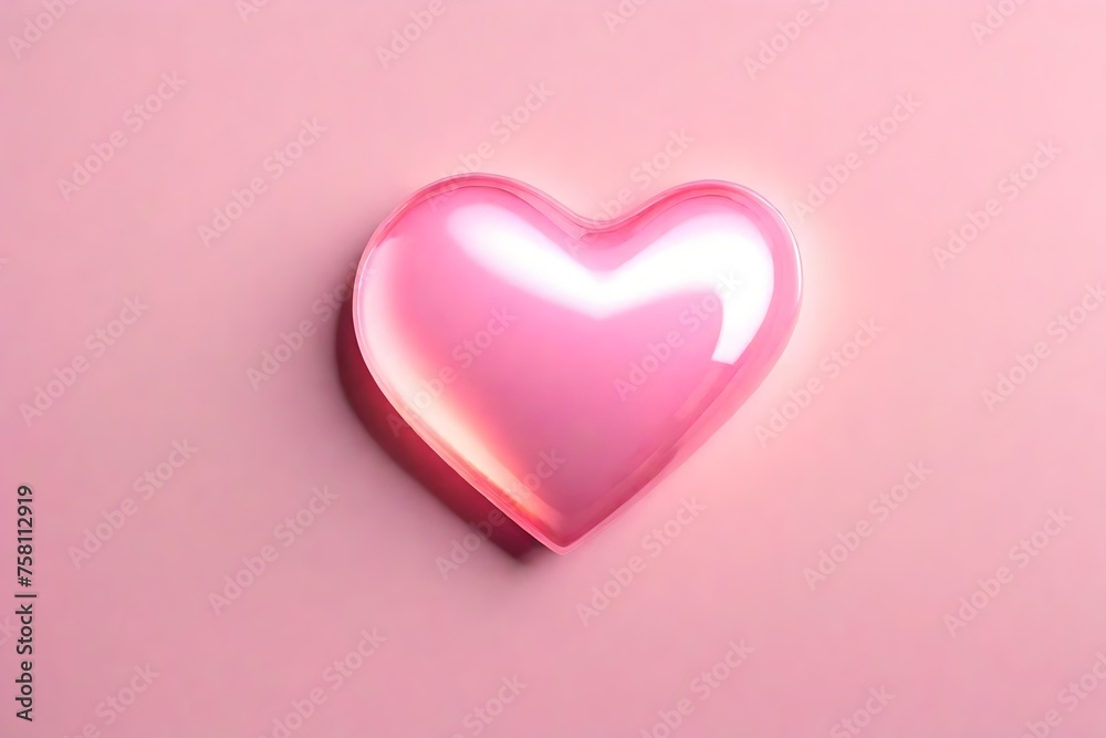 shiny pink heart on a wooden background