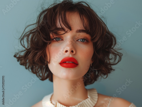  beautiful french woman with bob hairstyle , ai