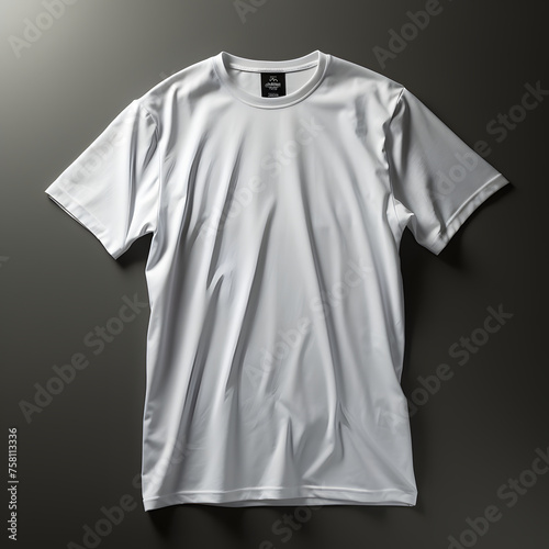 Blank White T-shirt with Hanger Isolated on Black Background. Short Sleeve T-shirt