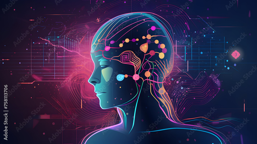 Obraz premium Generative AI revolution in B2C interfaces. merging AI and customer experience. illustration
