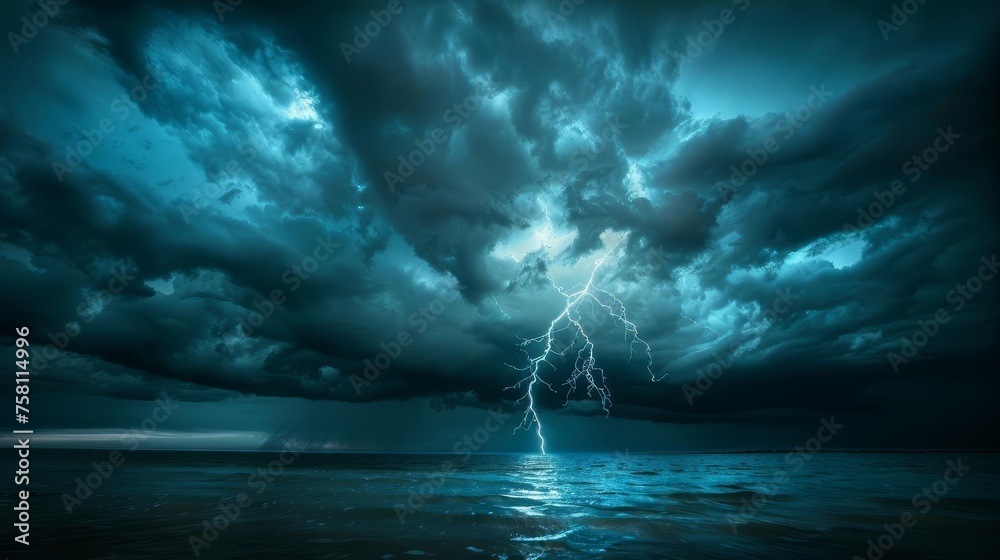 Dramatic lightning flash illuminating a dark background, capturing the power and energy of nature