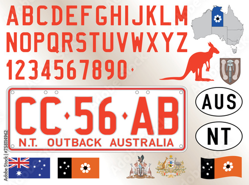 Northern Territory car license plate pattern, letters, numbers and symbols, vector illustration, Australia