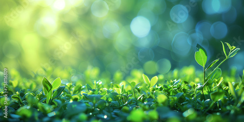 Natural green grass with a bokeh background. 