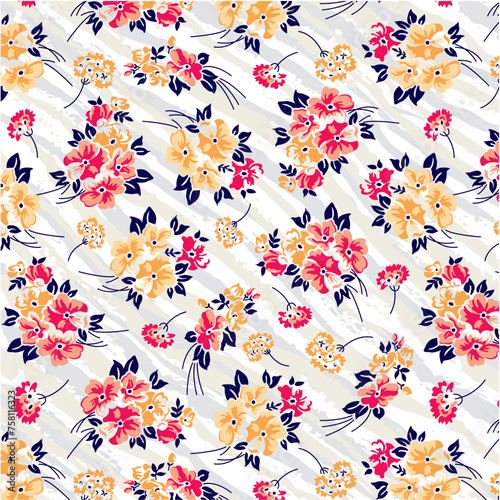 Bouquets colorful mixed flowers pattern