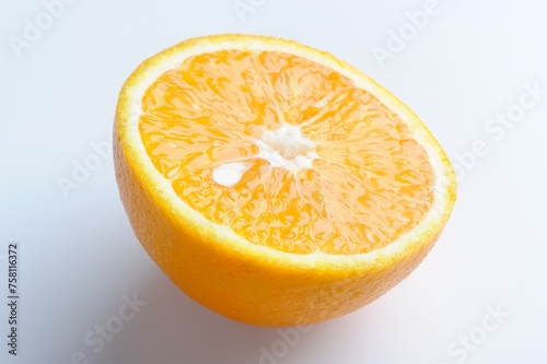 Half of Orange on White Background