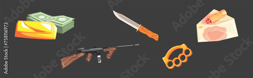 Gangster and Mafia Object and Stuff Vector Set