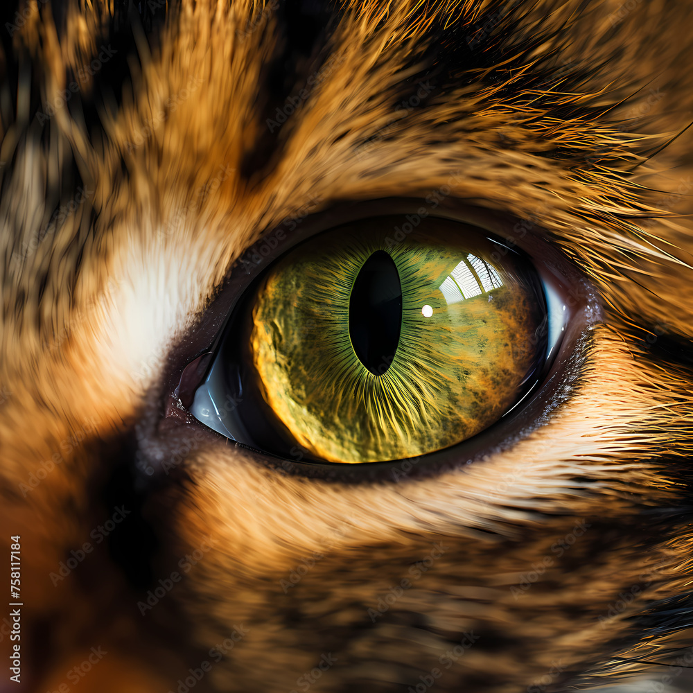 A close-up of a cats eyes. 