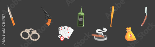 Gangster and Mafia Object and Stuff Vector Set