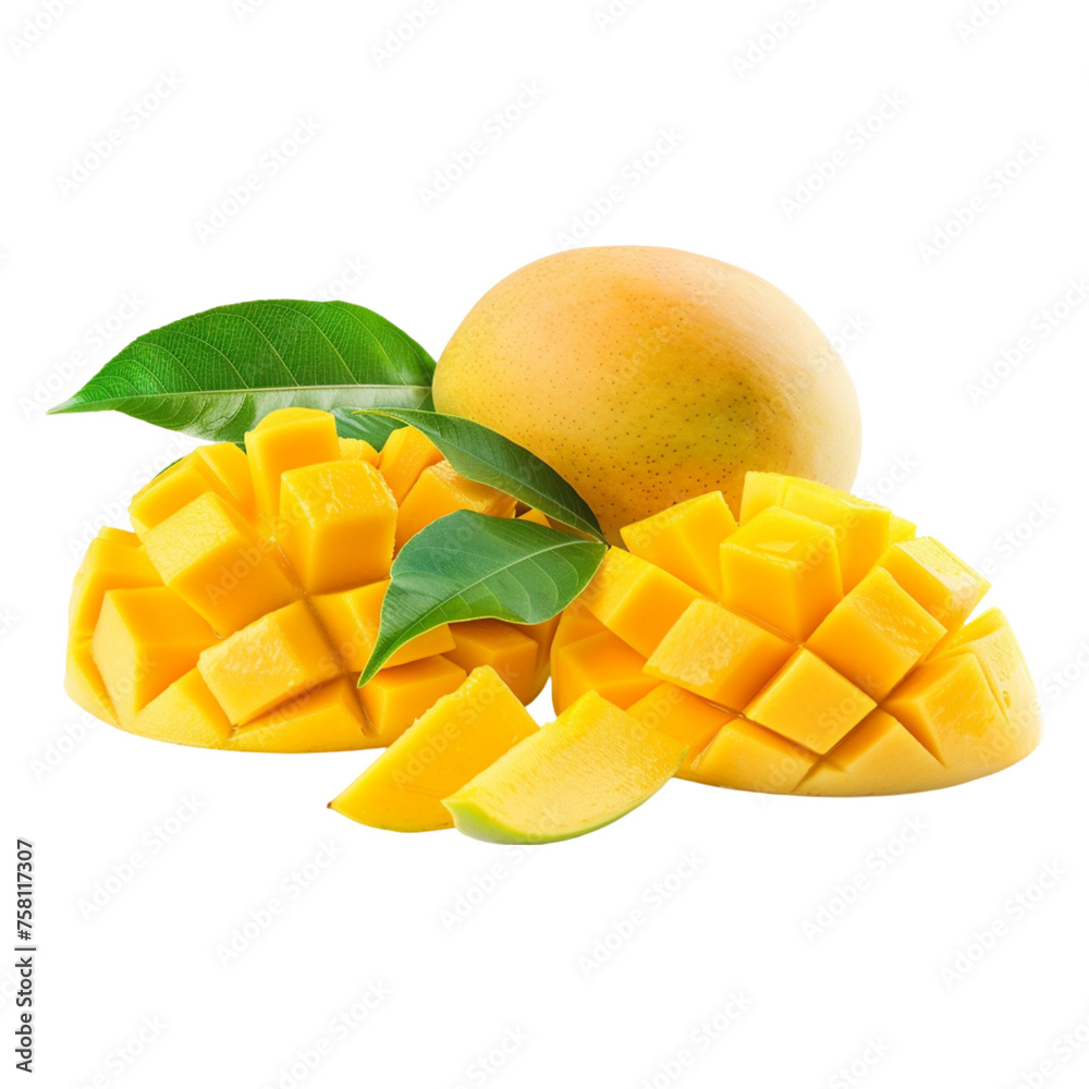 mango with slices on transparent background mango with slices on transparent background