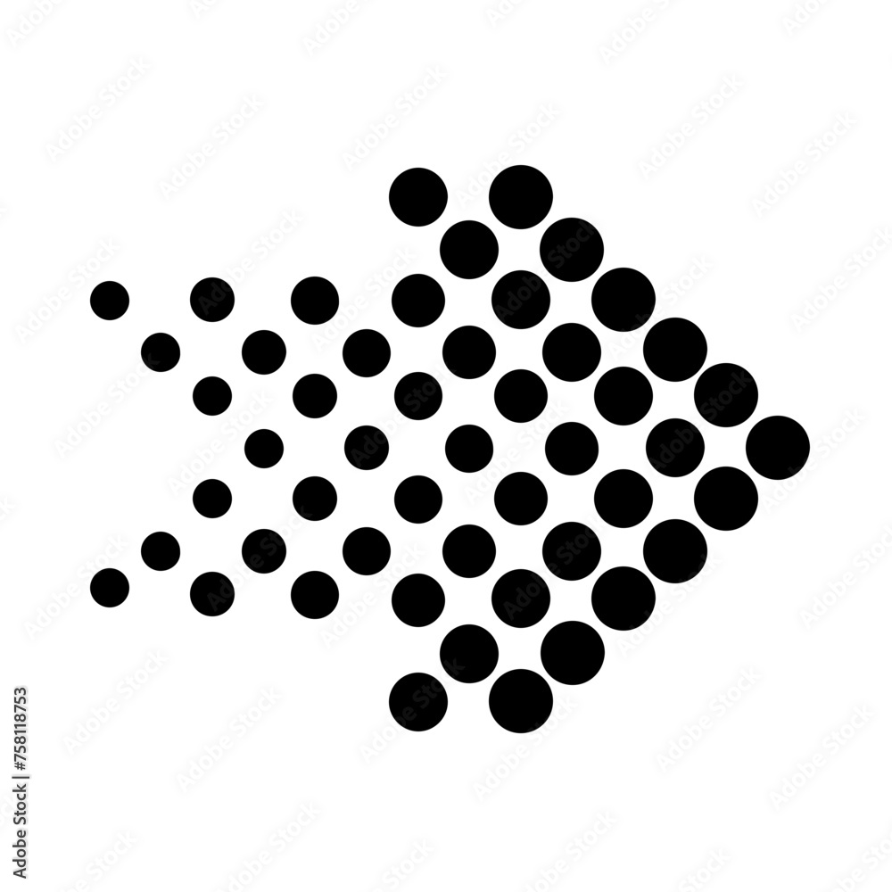 Dotted arrow. Dot style sign Dotted arrow. Dot style sign