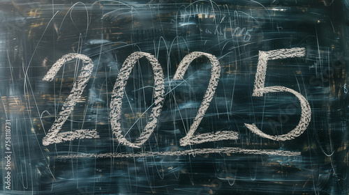 The year 2025 written on a chalk board