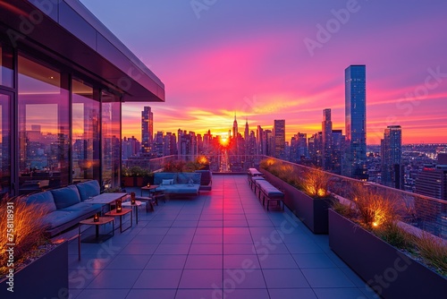 Balcony Overlooking City at Sunset © Jelena