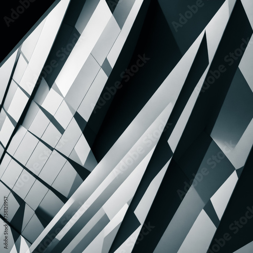 Black and white abstraction. Abstract background of geometric shapes - triangles. Steel sheets