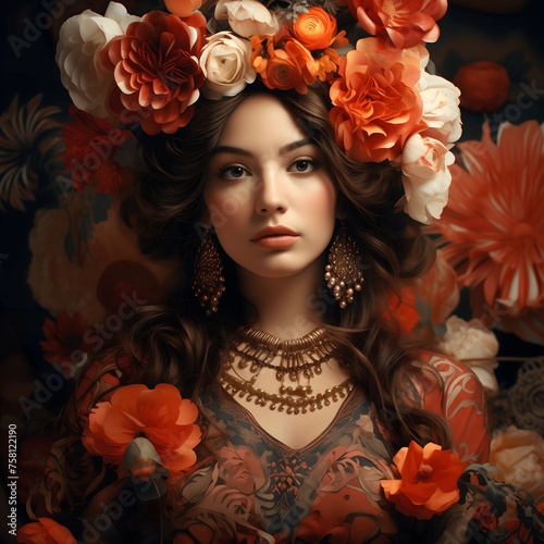 portrait of the girl with a bouquet of flowers