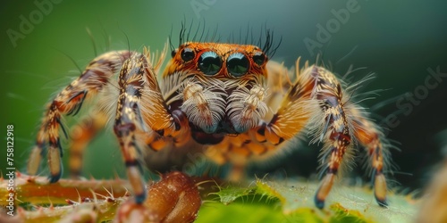 Spider on a green background macro Generative AI © València