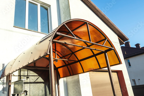 daylight. the background and texture are made of polycarbonate plastic. The transparent surface made of corrugated plastic is used for partitions or roofs.