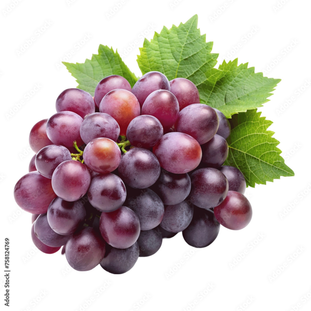 Fototapeta premium Ripe red grapes isolated on Transparent background.
