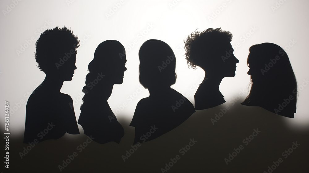 A shadow casting multiple silhouettes, representing the diverse identities within an individual affected by dissociative identity disorder.