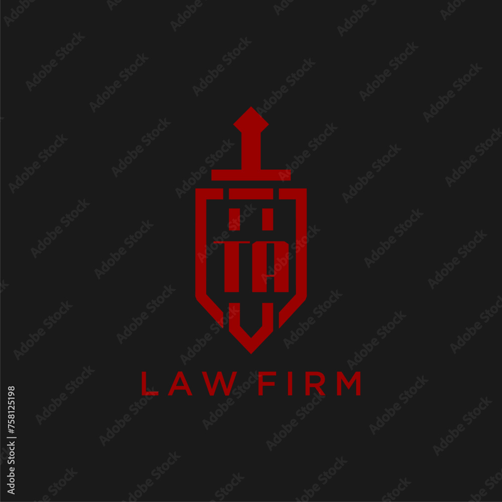 TA initial monogram for law firm with sword and shield logo image TA initial monogram for law firm with sword and shield logo image