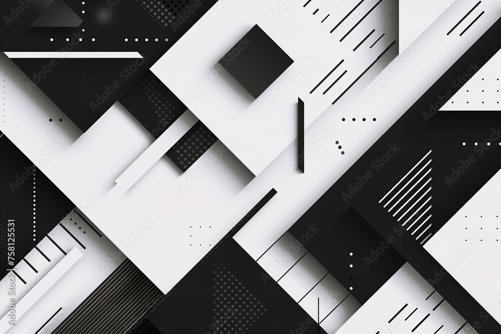 Abstract black and white background from a set of different geometric ...