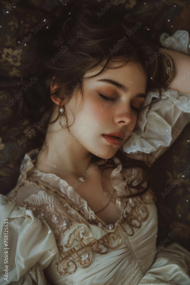 photo of regency era woman sleeping
